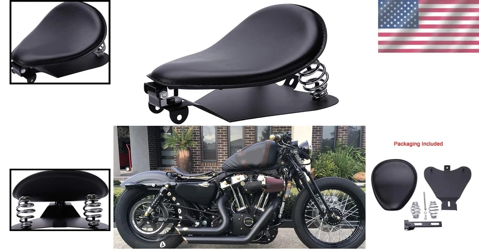 Kit de almohadilla y soporte de asiento bobber negro para motocicleta - Ideal para Sportster XL883/1200 Foto 2 de 4
