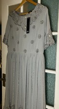 Lovedrobe Women’s Size 20  Luxe Bead Embellished Grey Dress Gatsby 1920s Evening
