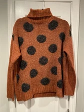 NWOT NorthStyle Size L Rust Black Polka Dot Cowl Neck Long Sleeve Fuzzy Sweater