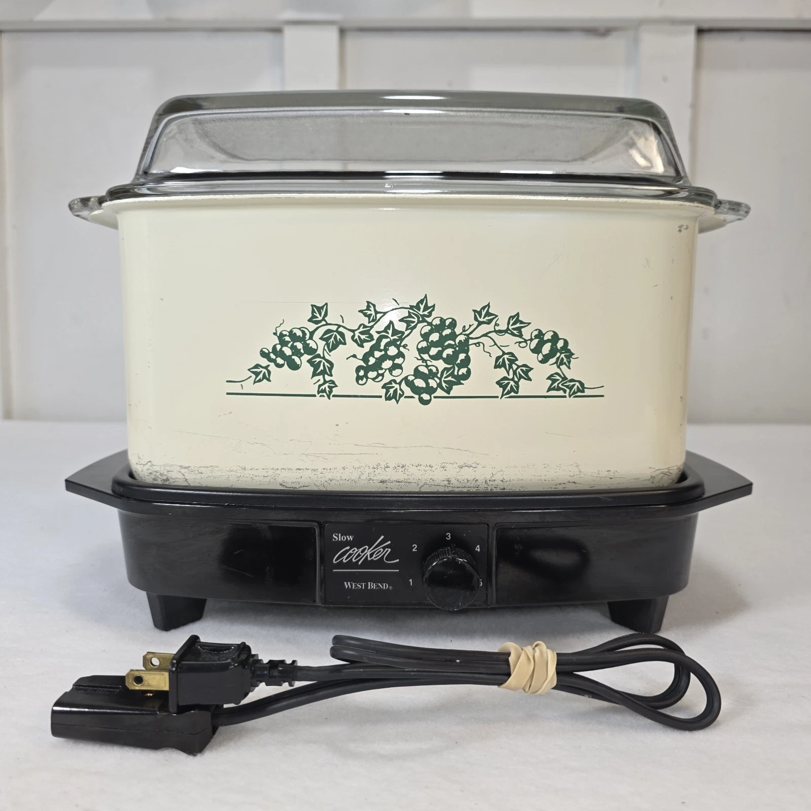 Vintage West Bend Multi Purpose 6 Qt Slow Cooker Crockpot Grape Vines Tested