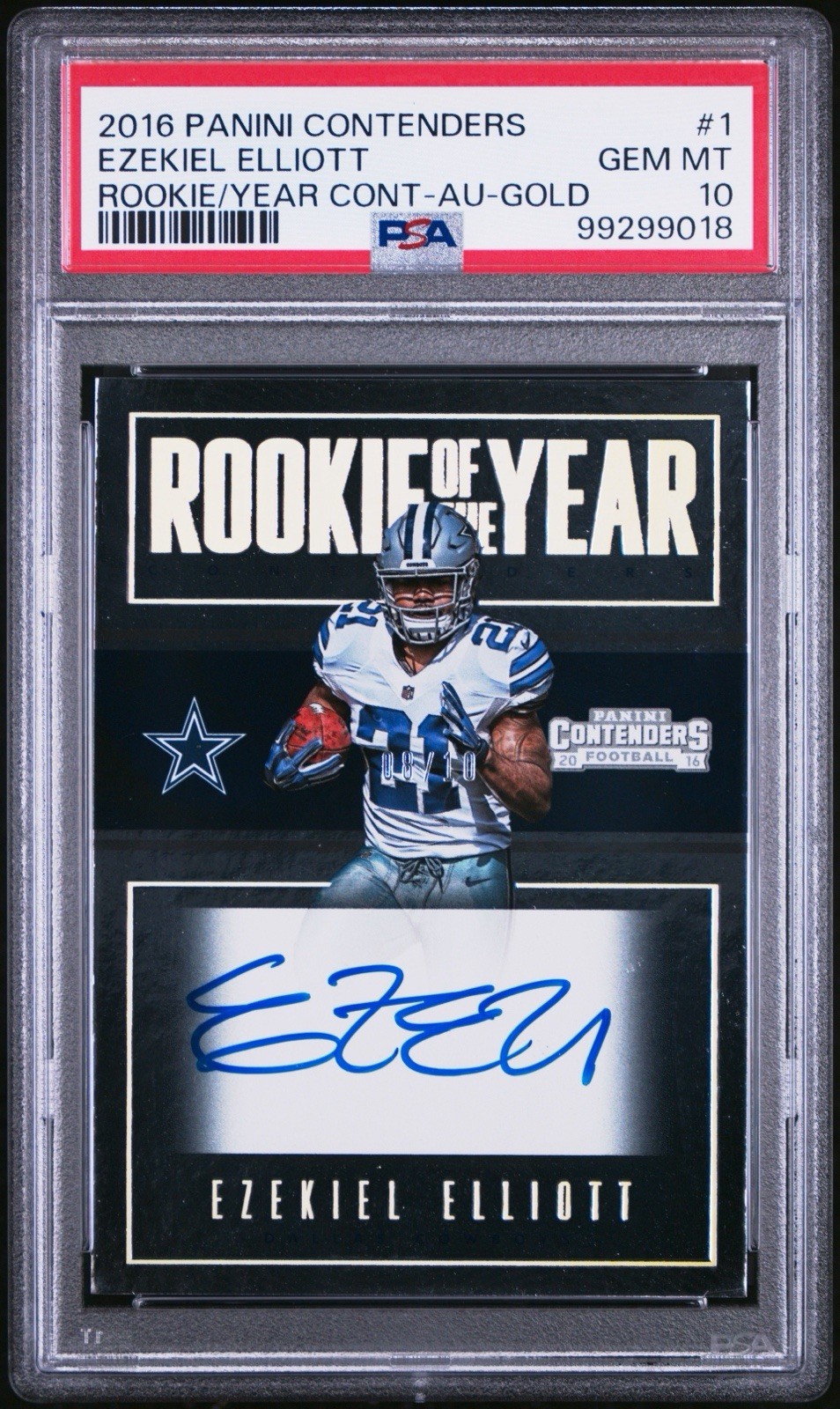 Ezekiel Elliott Panini Contenders Rookie of the Year Contenders #1 Autograph