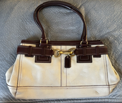 COACH 10213 Hampton Shoulder Tote Bag Brown Leather Gold Hardware 