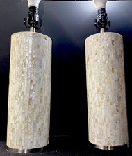 Unique Set Of Mother-Of-Pearl Table Lamps Real Shells Beautiful