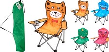 Kids Foldable Camping Chair 1-2Pk Animal Design Portable Lightweight + Carry Bag