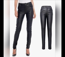 NEW Womens Stretchy Jeggings Faux Leather Legging Pants with Pockets XL