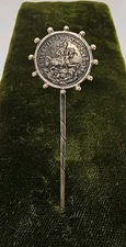 Antique Victorian English Sterling Silver Saint George Thaler Ti Stickpin