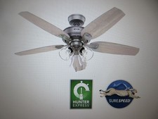 Hunter Channing 52 in Hunter Express Indoor Matte Silver Ceiling Fan with Light