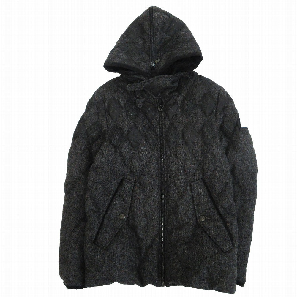 Moncler size 1 Gum Blue GAMMEBLEU Argyle Pattern Fur Hood puffer 