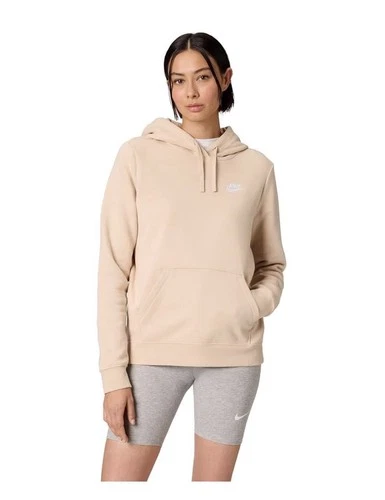 Nike Sportswear Club Fleece Women's Pullover Hoodie – Sand Drift /White S NWT