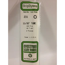Evergreen 231 Styrene Plastic Tube 11/32" 0.343" x 14" (2)