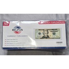 50 Waluta Toploaders Uchwyty US Bills Banknoty Przezroczyste rękawy PVC NOWE