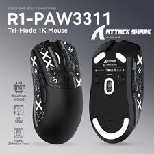 ATTACK SHARK R1 59g SUPERLIGHT Gaming Mouse PixArt PAW3311BT/2.4G Wireless/Wired