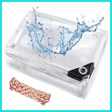 Clear Tarps with Grommets 6x8ft, PVC Vinyl Clear Tarp Heavy Duty Waterproof 2...