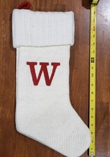Wondershop 18" Knit Christmas Stocking White With Red Stitched Lettering "W"