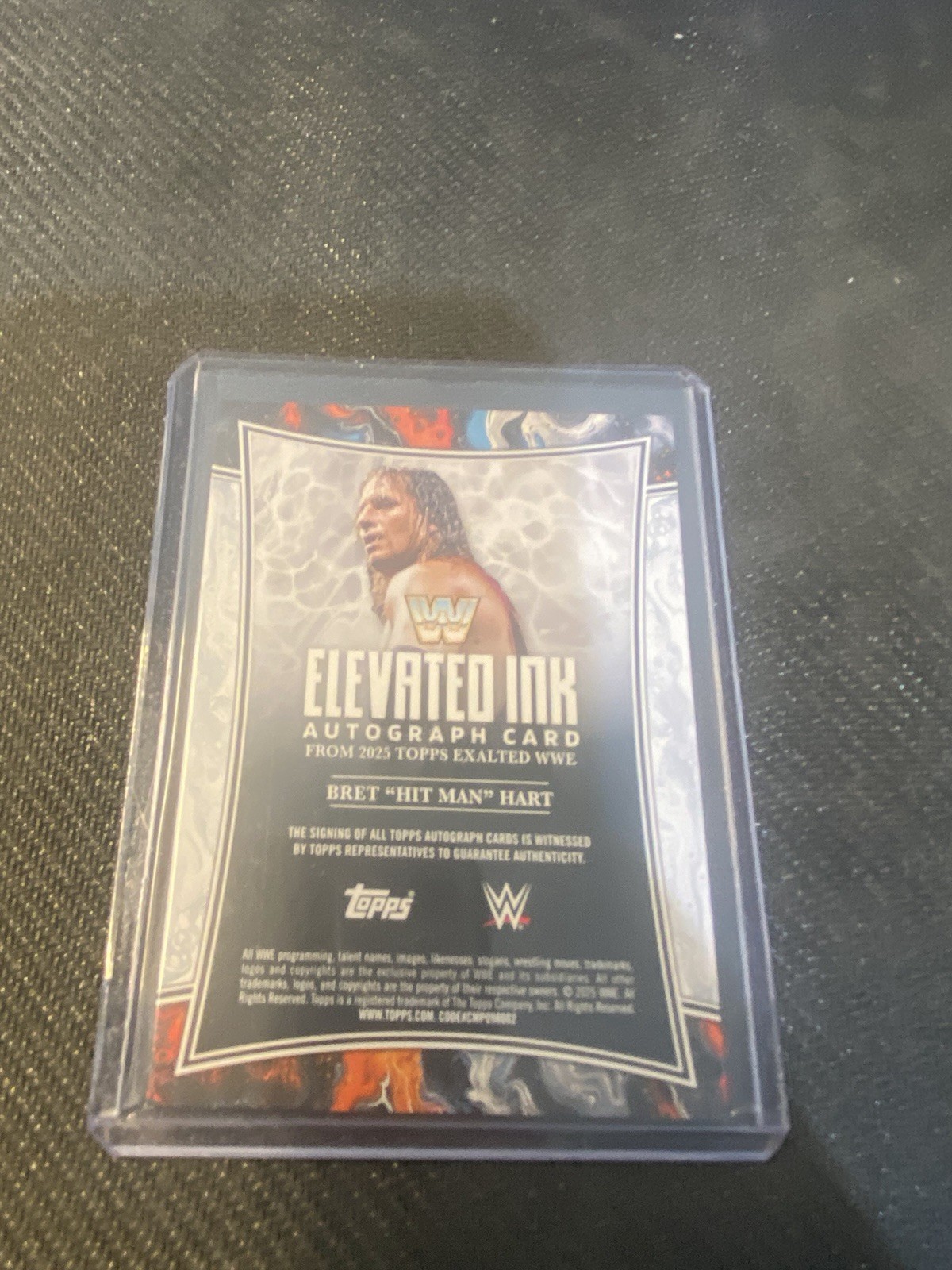 2025 Topps Exalted WWE Elevated Ink Bret "Hit Man" Hart On Card Autograph view 4