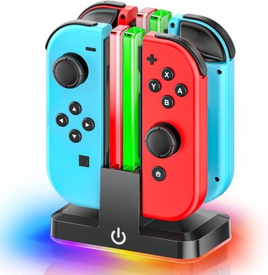 Rysker Switch Controller Ladestation, Joycon Ladestation mit 9 RGB Licht, 2.5St