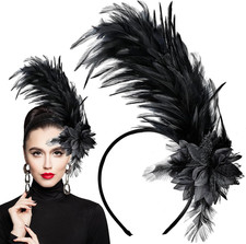 Women'S 1920S Feather Fascinator Headband, Fascinators Hat for Women Tea Party F