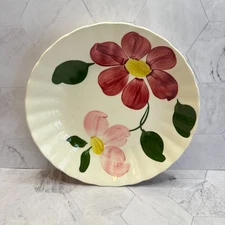 Blue Ridge Southern Potteries 8" Deep Plate Red Pink Flowers 11F No Chips