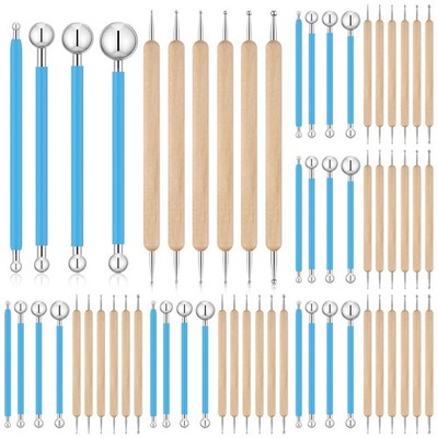 6 Sets Dot Painting Tools 60 Pcs Clay Pottery Modeling Metal Embossing Tools ...