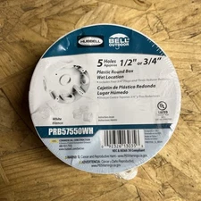 Hubbell Bell Outdoor White PVC Weatherproof Standard Round Electrical Box