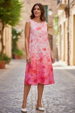 Eliza J Sleeveless Vibrant Pink Purple Floral Knee Length Shift Dress 8 NWT