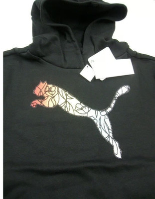 Puma Girls Large 10/12 Multi-colored Logo Sweatshirt Black Nwt