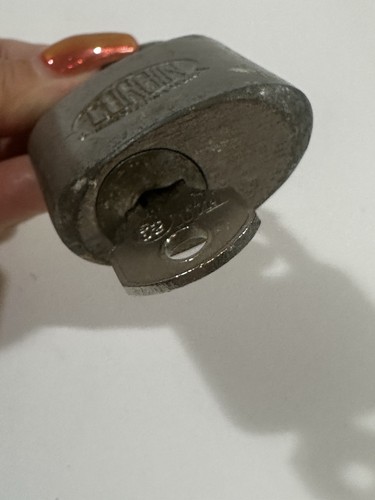 Vintage Padlock Corbin Cabinet Lock Co USA Hardened Steel with Working Key - Picture 4 of 6