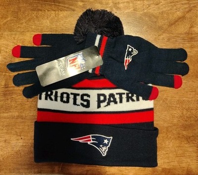 NFL Team Apparel New England Patriots Winter Hat Gloves Combo NWT
