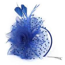 Fascinators Hat for Women Tea Party Headband Wedding One Size Royal Blue