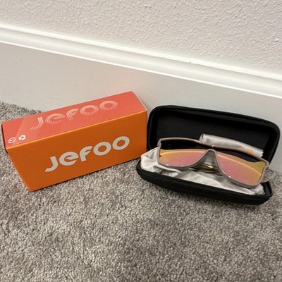 JEFoo JF189 Mirrored Shield Sunglasses Pink Frame & Lens w/ Case