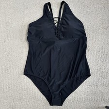 NWT Torrid Wireless Grommet Lace Up One Piece Swimsuit Womens Size 4X Black