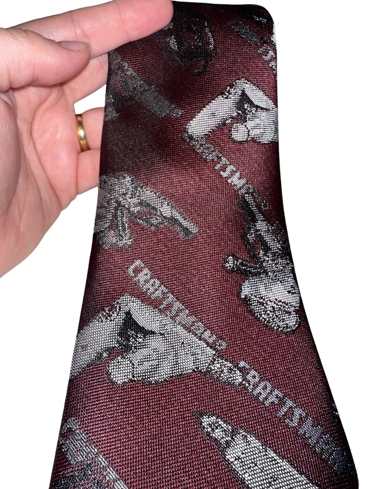 Taladros artesanales Ralph Marlin vintage corbata gris granate hecha en EE. UU. manitas Foto 2 de 4