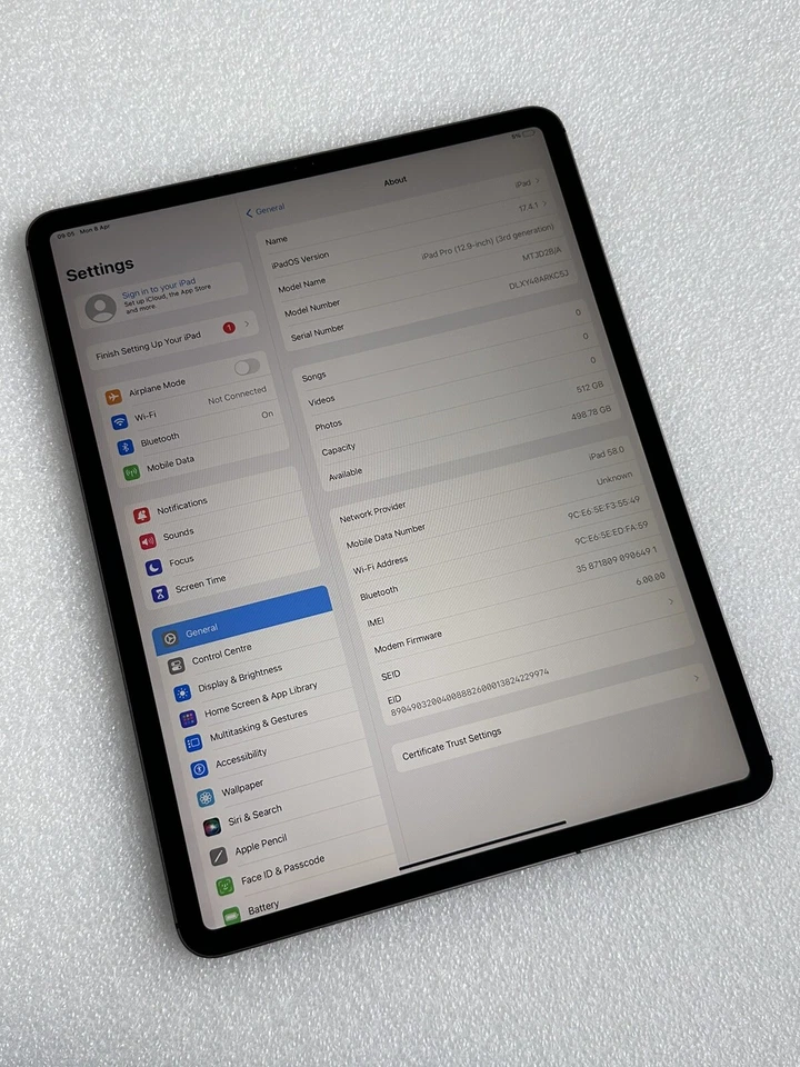 Apple iPad Pro 3rd Gen. 512GB, Wi-Fi + 4G, 12.9 in - Grey - PLS READ - ref 176 - Image 4 of 4