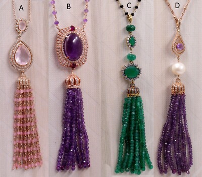 Natural Gemstone Beads 925 Silver Statement Necklace Handmade Silver  Jewelry