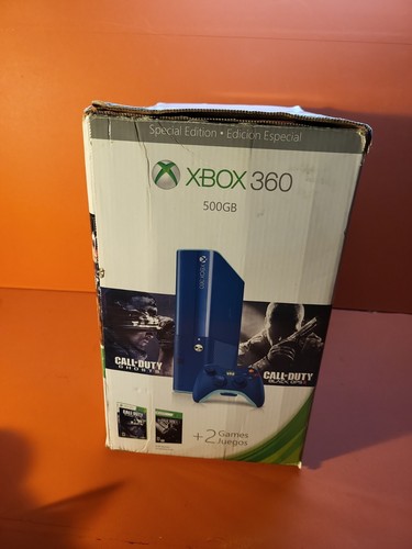 Rare Blue Microsoft Xbox 360 E 500GB Console Call of Duty Special Edition in Box - Picture 2 of 8