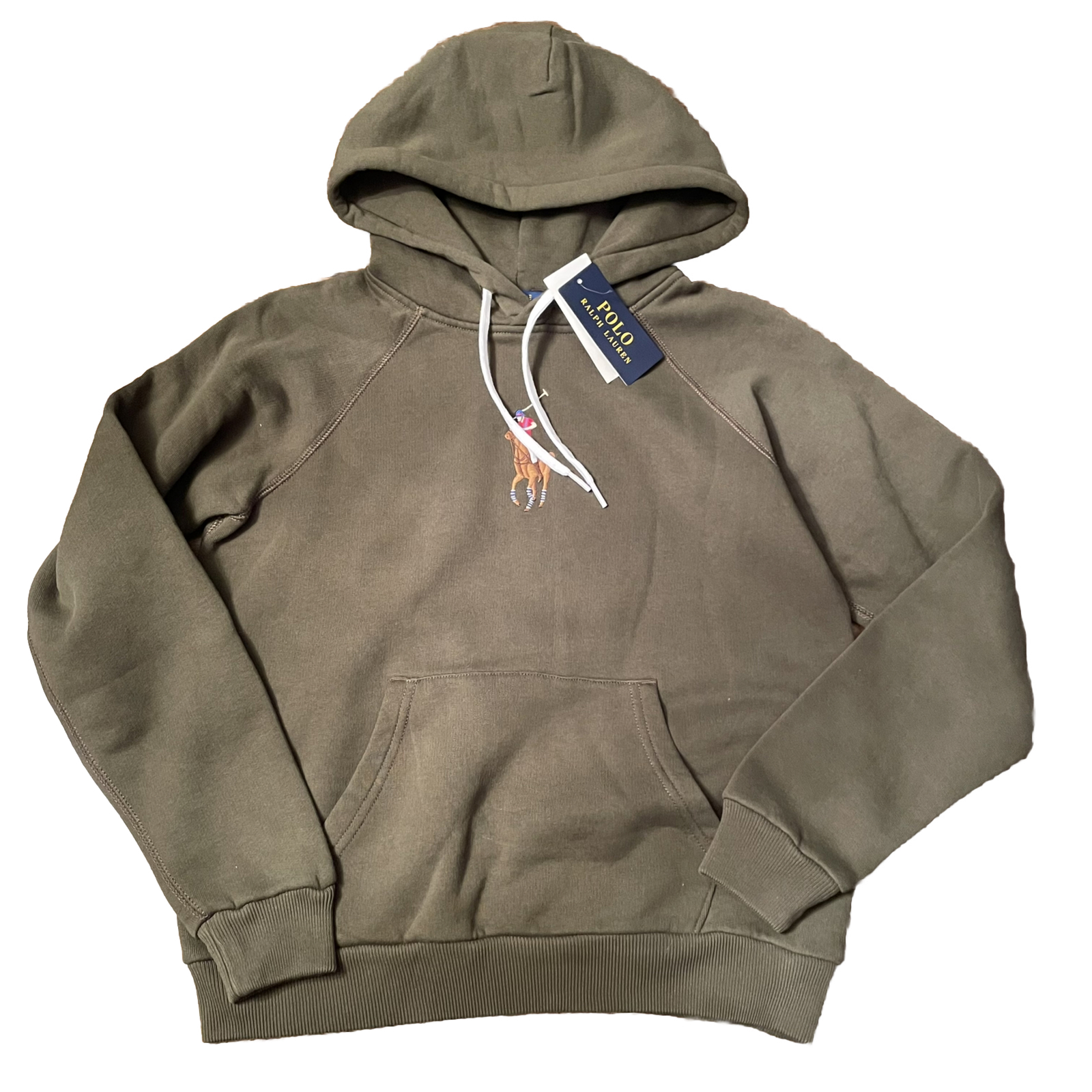 Polo Ralph Lauren felpa con cappuccio donna PICCOLA verde oliva ricamo pony