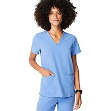 FIGS Scrubs Women XS Blue Short Sleeve Scrub Top Casma 3-Pocket Medical Uniform