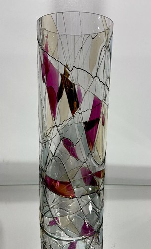 VTG. Crystal ROMANIAN 24k Stained Glass Candle Hurricane - Picture 4 of 12