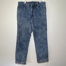 VINTAGE Guess Jeans Mens 34x28 Straight Leg Cuffed Medium Acid Wash Made in USA