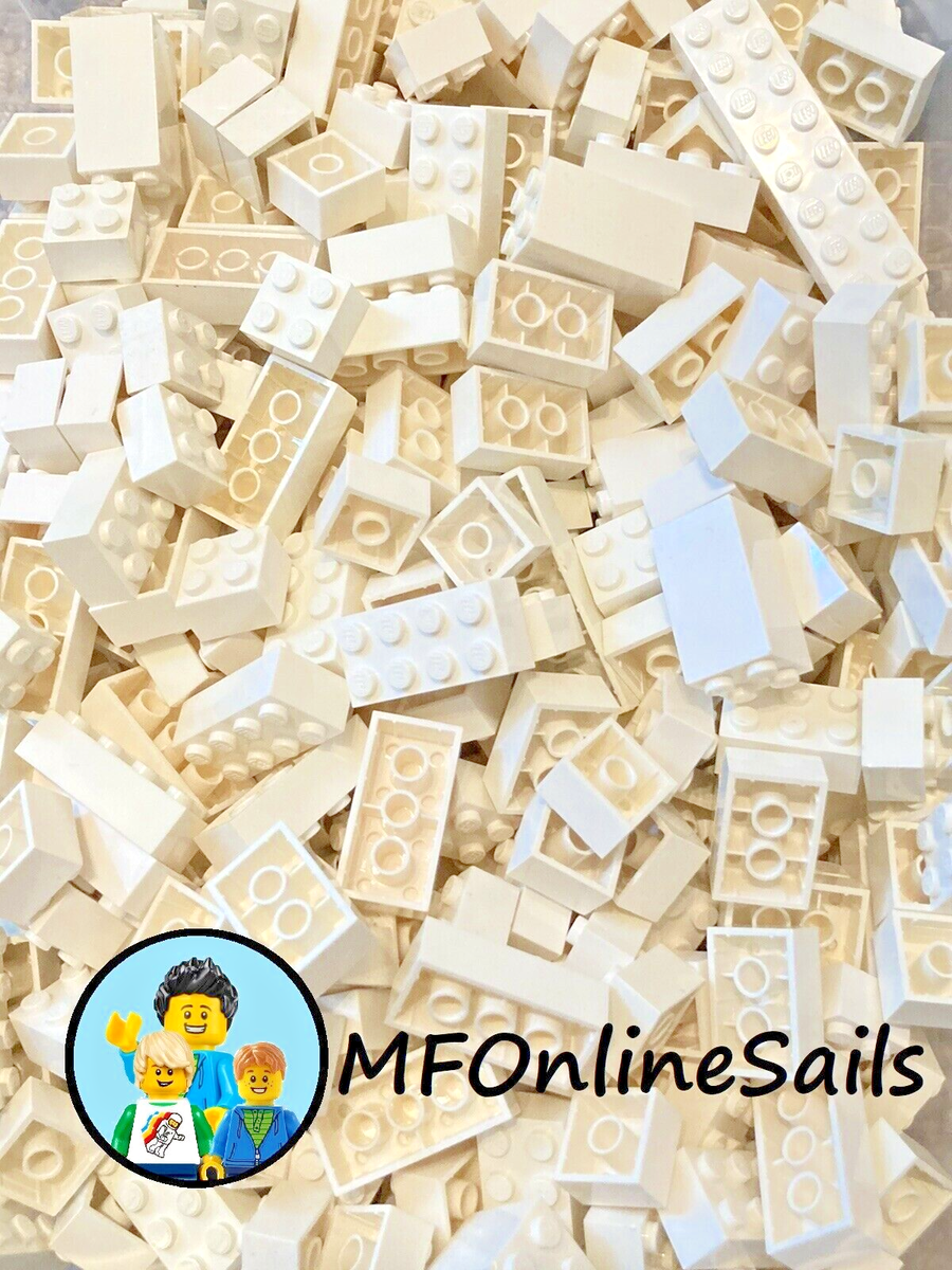 100 White LEGO Bricks sizes 2x2 2x4 bulk lot of basic large