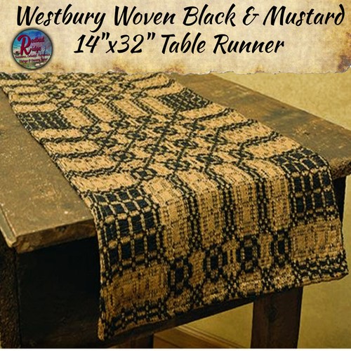 Westbury Schwarz Senf Gewebt Tischläufer S32" 56" - Bild 2 von 3