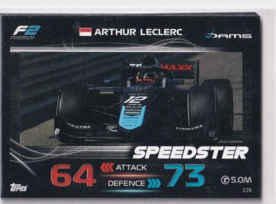 Topps F1 Turbo Attax 2023 Formel 1 Karte Nr. 226 F2 Speedster Arthur Leclerc