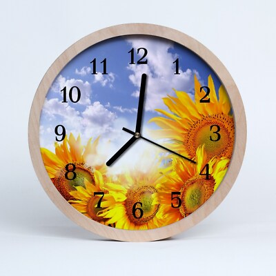 Tulup Holzuhr 20fi cm Wanduhr Küchenuhr - Sonnenblume Natur