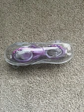 New Aqua2ude Fashion Purple Pink Sprinkles Kid's Child Swim Goggles w/ Hard Case