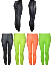 Kids Legging in Shiny Neon Colours Dancewear Funwear Bright Summer Colours