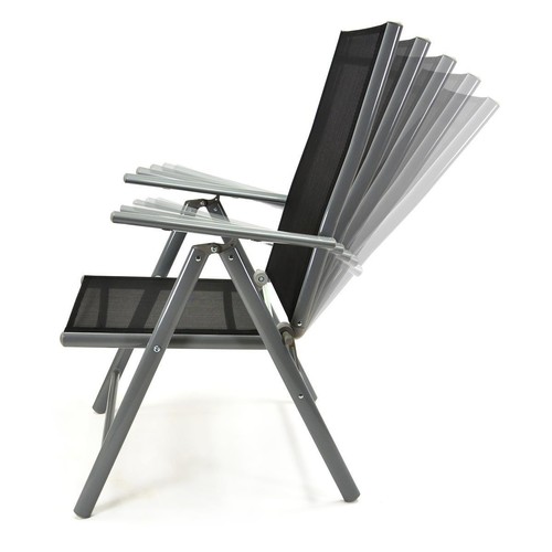 2er Set Klappstuhl Komfortbreite Gartenstuhl Klappstühle Hochlehner Alu schwarz - Bild 7 von 7