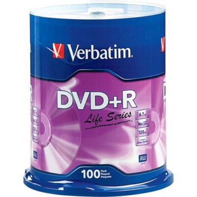 Verbatim DVD+R 97175 Life Series, 100 discs, 4.7 GB ( 120min )