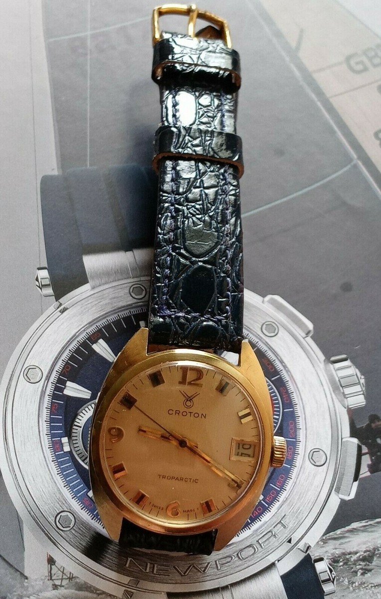 Mens Rare 1960s VINTAGE CROTON 1878 TROPARCTIC DATE SWISS MADE 