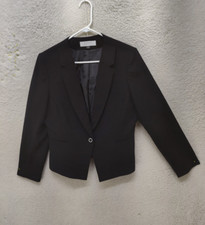 Tahari Arthur S Levine Women Jacket 12 Black 100 Polyester Regular Fit Blazer