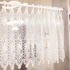 1PC Lace Floral Curtains Hollow Out Ball Trim Home Modern Cabinet Decor Valance